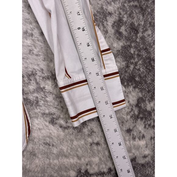 Lafayette 148 Top Small Womens White Striped Collared Button Up Tie Waist Shirt - Picture 5 of 8